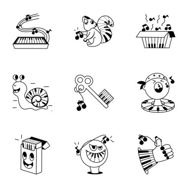 şirin karalama simgelerinin vektör kümesi