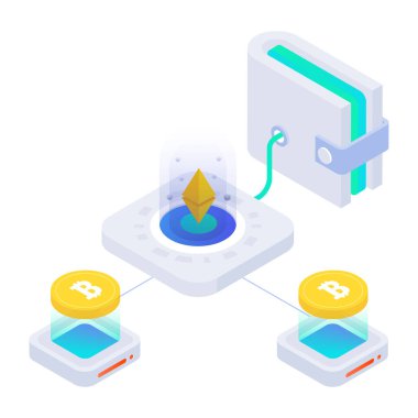 Kripto para birimi madencilik teknolojisi izometrik simge