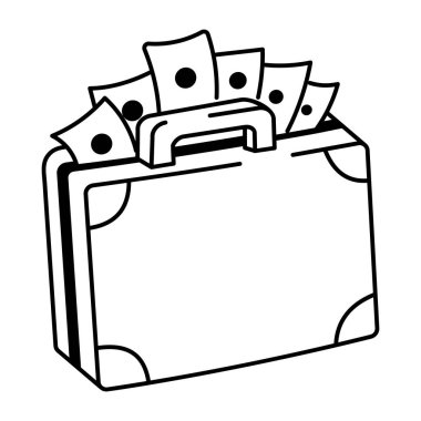 Para evrak çantası simgesi el çizimi biçimi 