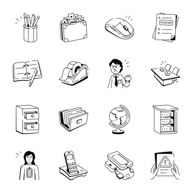 El Çizimi Çalışma Simgeleri Paketi 