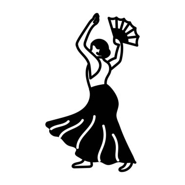 Flamenko dansı yapan bir kız, doodle tarzı ikon 