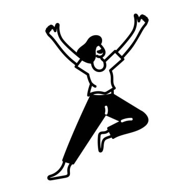 Karalama tarzında dans eden karakter simgesi 