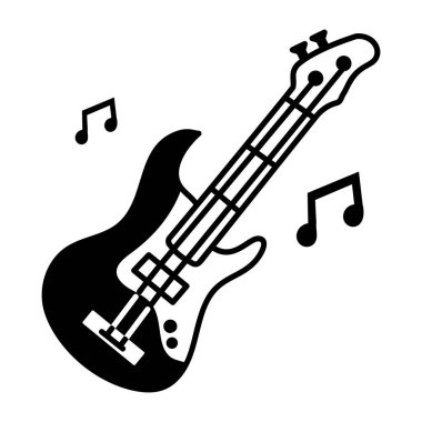 Elle çizilmiş müzikal gitar simgesi 
