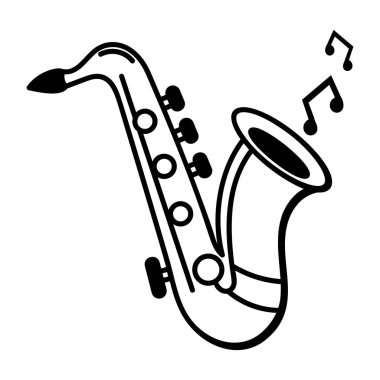 Saksafonun el çizimi bir simgesi. 