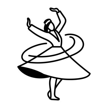 Dans eden bir kızın karalama stili ikonu 