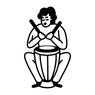 Davul vuruşu karakter simgesi el çizimi biçimi 