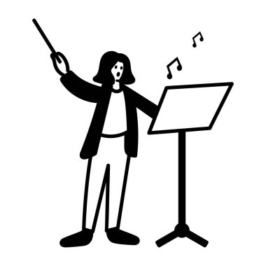 Müzik öğretmeninin el çizimi simgesi.