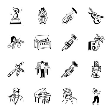 El Çizimi Bas Müzik Simgeleri 