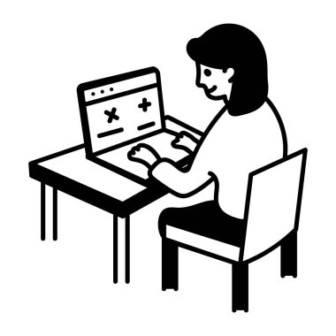 Çevrimiçi matematik yapan bir karakterin karalama tarzı simgesi 