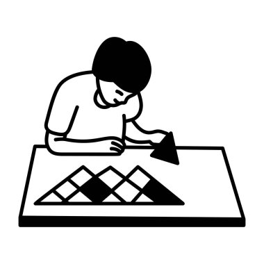 Bir karakter çözme oyunu, el çizimi simgesi 