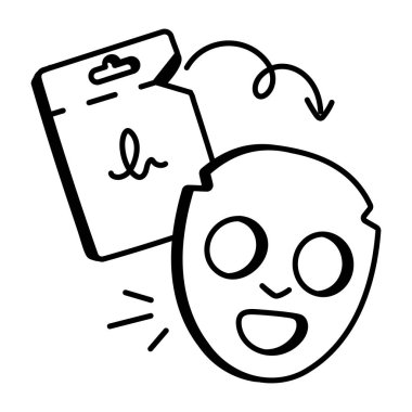 Doodle Face maske simgesi karalama stilinde 