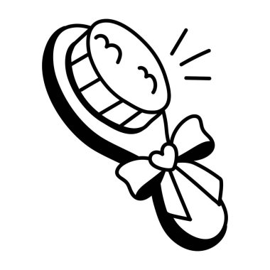 Saç fırçasının el çizimi simgesi. 