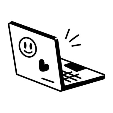 Karalama biçiminde dizüstü bilgisayar simgesi 