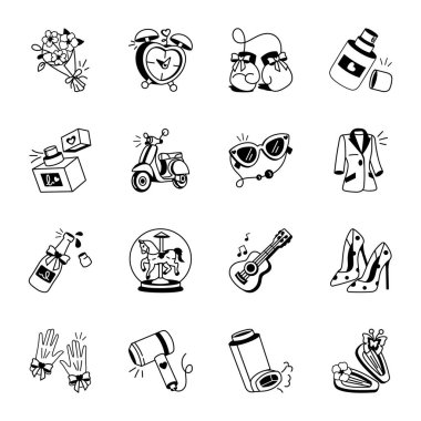 Bundle of Hand Drawn Aesthetic Girly Icons  clipart