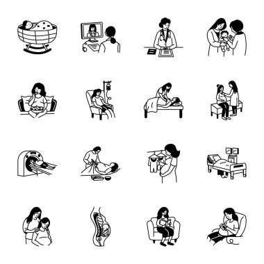 Annelik Eli Çizim Simgeleri Seti