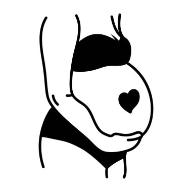 Hamilelik yolculuğunu gösteren el çizimi bir kadın göbeği ikonu. 