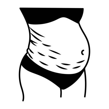 Karnında hamilelik gerilme izleri, karalama stili simgesi 