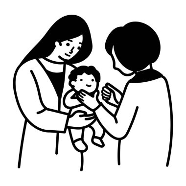 Annem doktorla bebek kontrolü yaptırıyor, karalama simgesi.