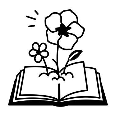 Bitki çalışmasının el çizimi simgesi. 