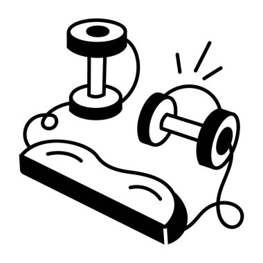 El çizimi biçiminde Dumbbell çalışma simgesi 