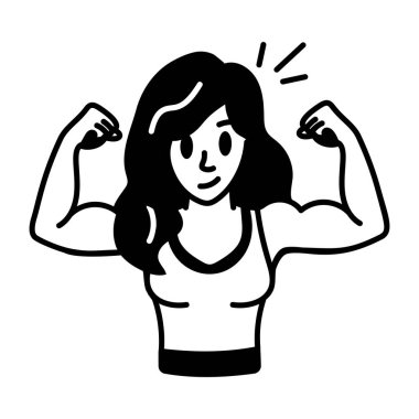 Kadın vücut geliştirme simgesi el çizimi biçiminde 