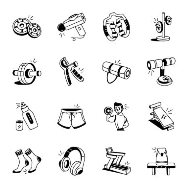 El Çekimi Spor Salonu Ekipmanları Simgeleri 