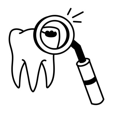 Bir cam, karalama tarzı ikon ile diş boşluğu aranıyor 