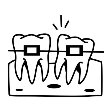 Diş tellerinin el çizimi simgesi 