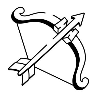 Okçuluk yayı tasvir eden karalama tarzı bir simge 
