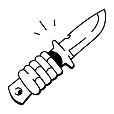 Hayatta kalma bıçağı tasvir eden karalama tarzı bir simge 