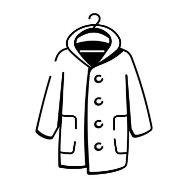 Asılı yağmurluğun el çizimi simgesi. 