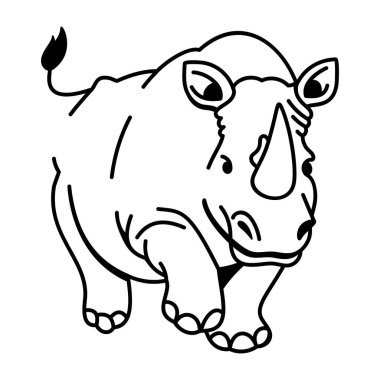 hand drawn outline doodle style rhino