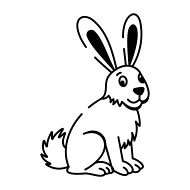 hand drawn outline doodle style rabbit 