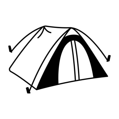 Safari tent icon in hand drawn style 