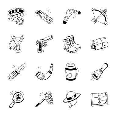Safari Doodle Biçim Simgelerinin Koleksiyonu 
