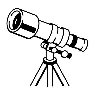 siyah ve beyaz teleskop ikonu. vektör illüstrasyonu