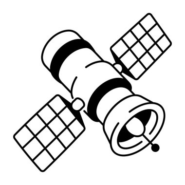 Beyaz arkaplan vektör illüstrasyonunda uydu simgesi