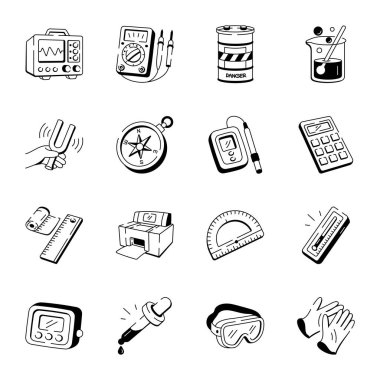 Bilim Laboratuvarı Doodle Simge Koleksiyonu