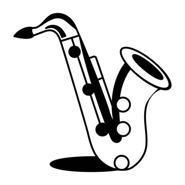 Saksafon enstrümanını resmeden bir el çizimi.