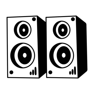 Müzik hoparlörlerini betimleyen Doodle biçimi illüstrasyonu 
