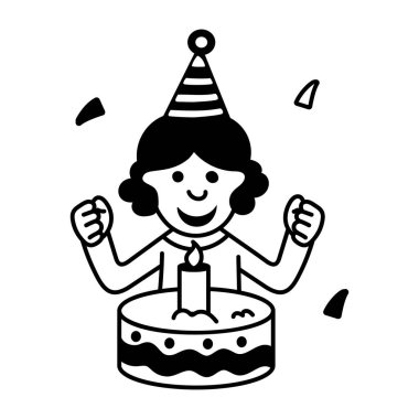 Bir hediye çantası tasvir ederek Doodle tarzı illüstrasyon