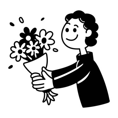 Bir hediye çantası tasvir ederek Doodle tarzı illüstrasyon