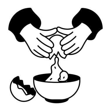 Kasede kırılan yumurta, elle çizilmiş illüstrasyon. 