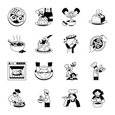 El Çizimi Yemek Hazırlama Çizimleri Koleksiyonu 