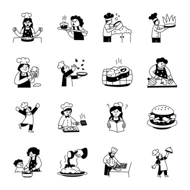 El Çizimi Aşçılık Çizimleri Koleksiyonu 