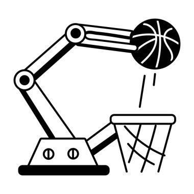 Robot bir kol kullanarak atış yardımı, el çizimi illüstrasyon