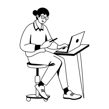 Bilgisayarda çalışan bir dijital tasarımcının kabartma çizimi 