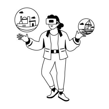 VR teknolojisi gözlüğü takan karakterin sembolü. 