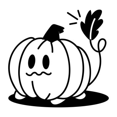 El çizimi bir balkabağı maskotu ikonu