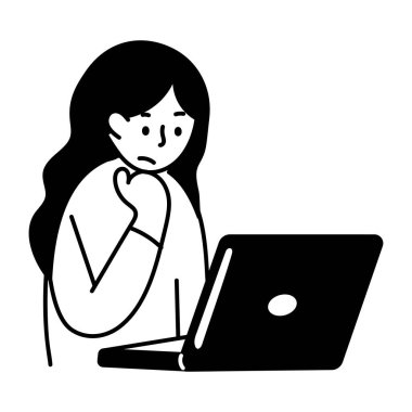 Mesafe çalışması yapan bir karakter, el çizimi bir illüstrasyon 